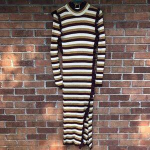 ANIYE BY Shimmer Stripe MIDI Dress Size Medium NWT Wool Cashmere Viscose Blend